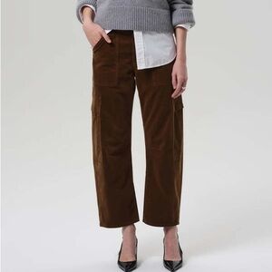 COH Marcelle Barrel Leg Corduroy Cargo Pants Corduroy Relaxed Brown Size 28